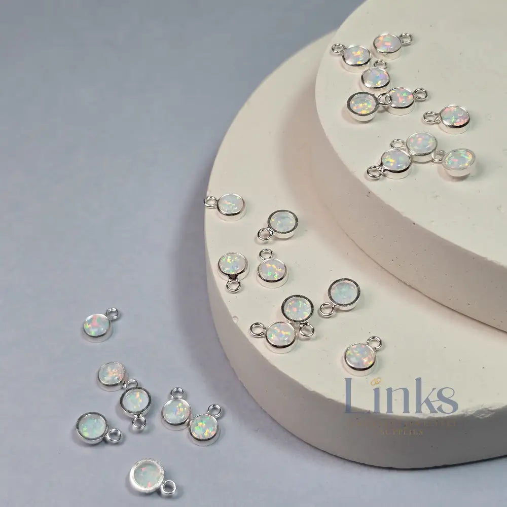4Mm White Opal Pendant Charm