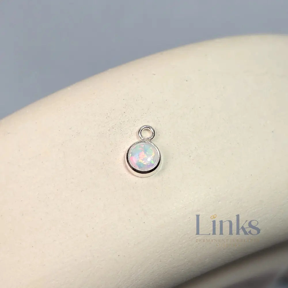 4Mm White Opal Pendant Charm Sterling Silver