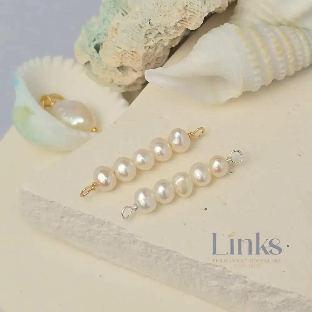 5 Freshwater Rice Pearl Connector Charm