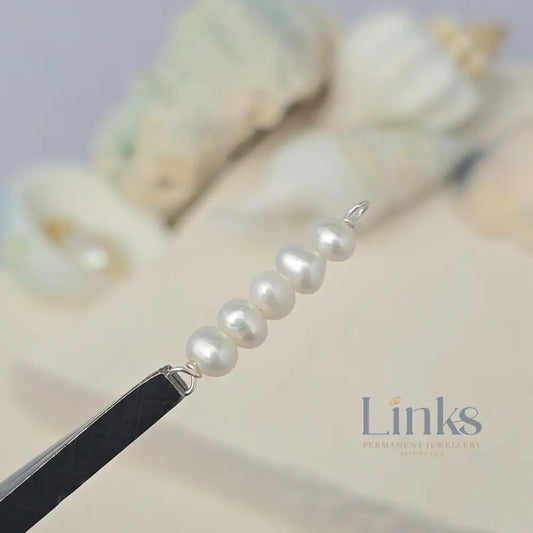 5 Freshwater Rice Pearl Connector Charm Sterling Silver