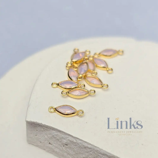 6mm Marquise Opal Connectors 14k Gold Filled / Pink Opal