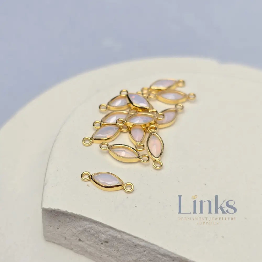 6mm Marquise Opal Connectors 14k Gold Filled / White Opal