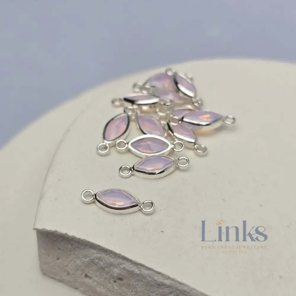 6mm Marquise Opal Connectors Sterling silver / Pink Opal