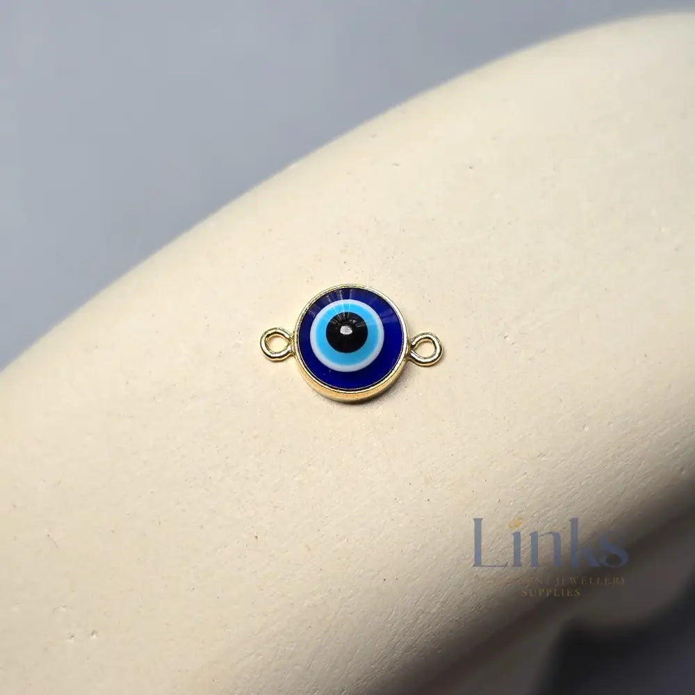 Blue Evil Eye Connector Charm 14K Gold Filled