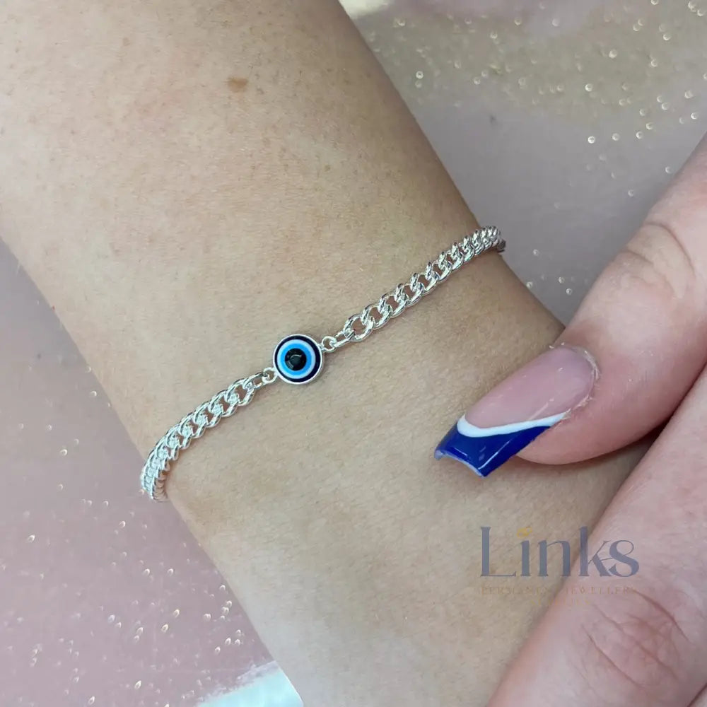 Blue Evil Eye Connector Charm - Links Permanent Jewellery Supplies