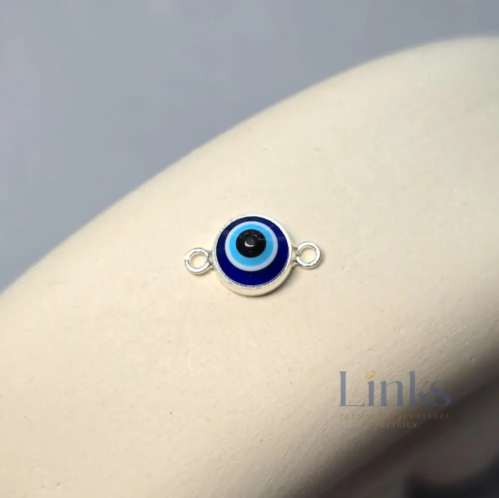 Blue Evil Eye Connector Charm Sterling Silver