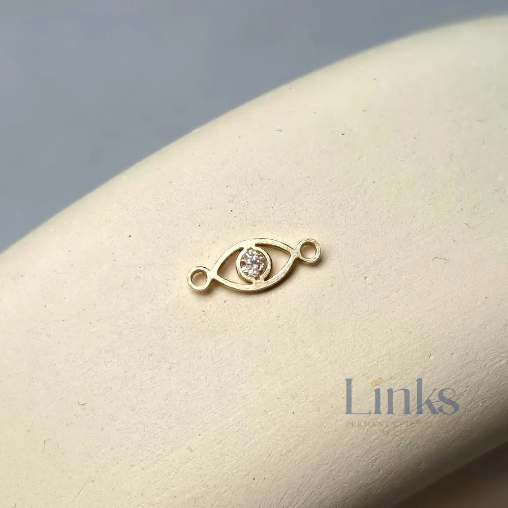 Cubic Zirconia Evil Eye Connector Charm 14K Gold Filled