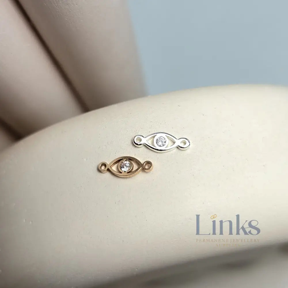 Cubic Zirconia Evil Eye Connector Charm - Links Permanent Jewellery Supplies