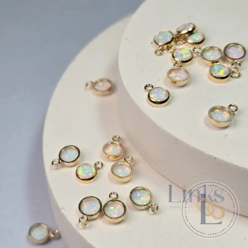 4Mm White Opal Pendant Charm