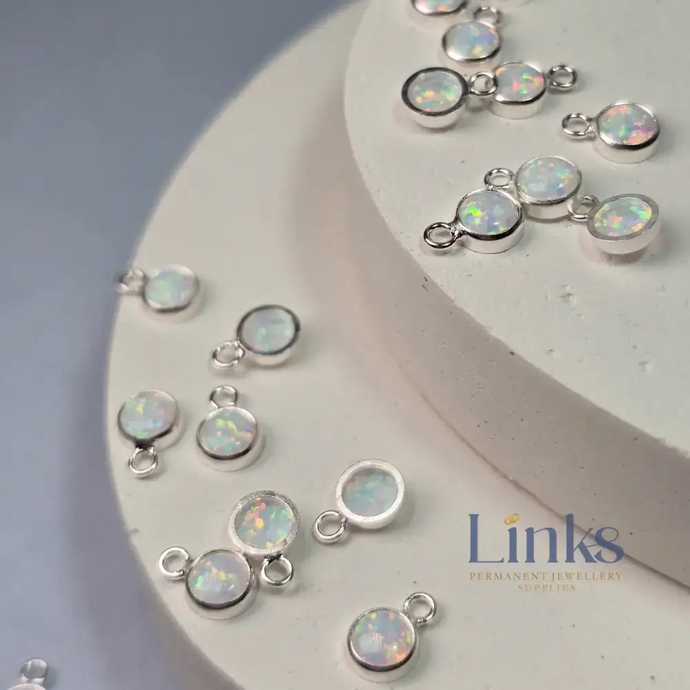 4Mm White Opal Pendant Charm