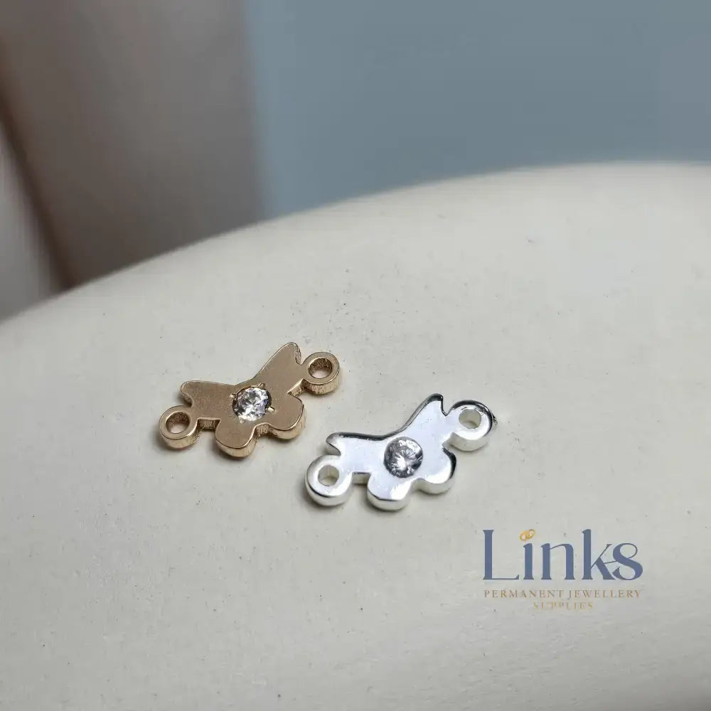 Cubic Zirconia Butterfly Connector Charm - Links Permanent Jewellery Supplies