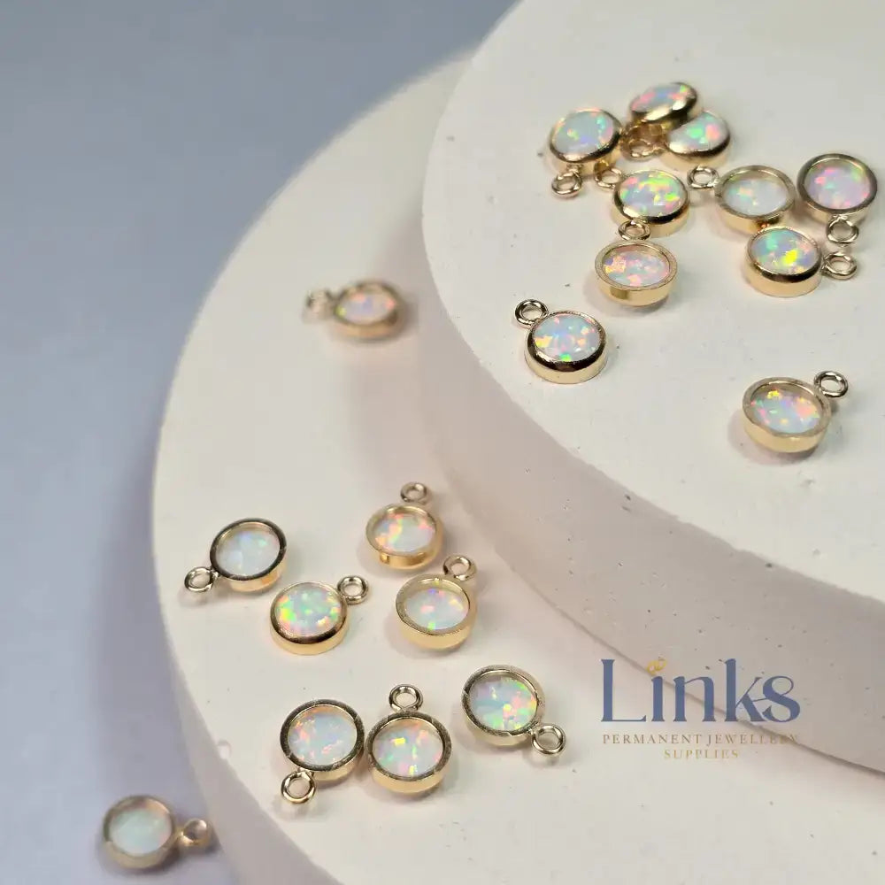 4Mm White Opal Pendant Charm