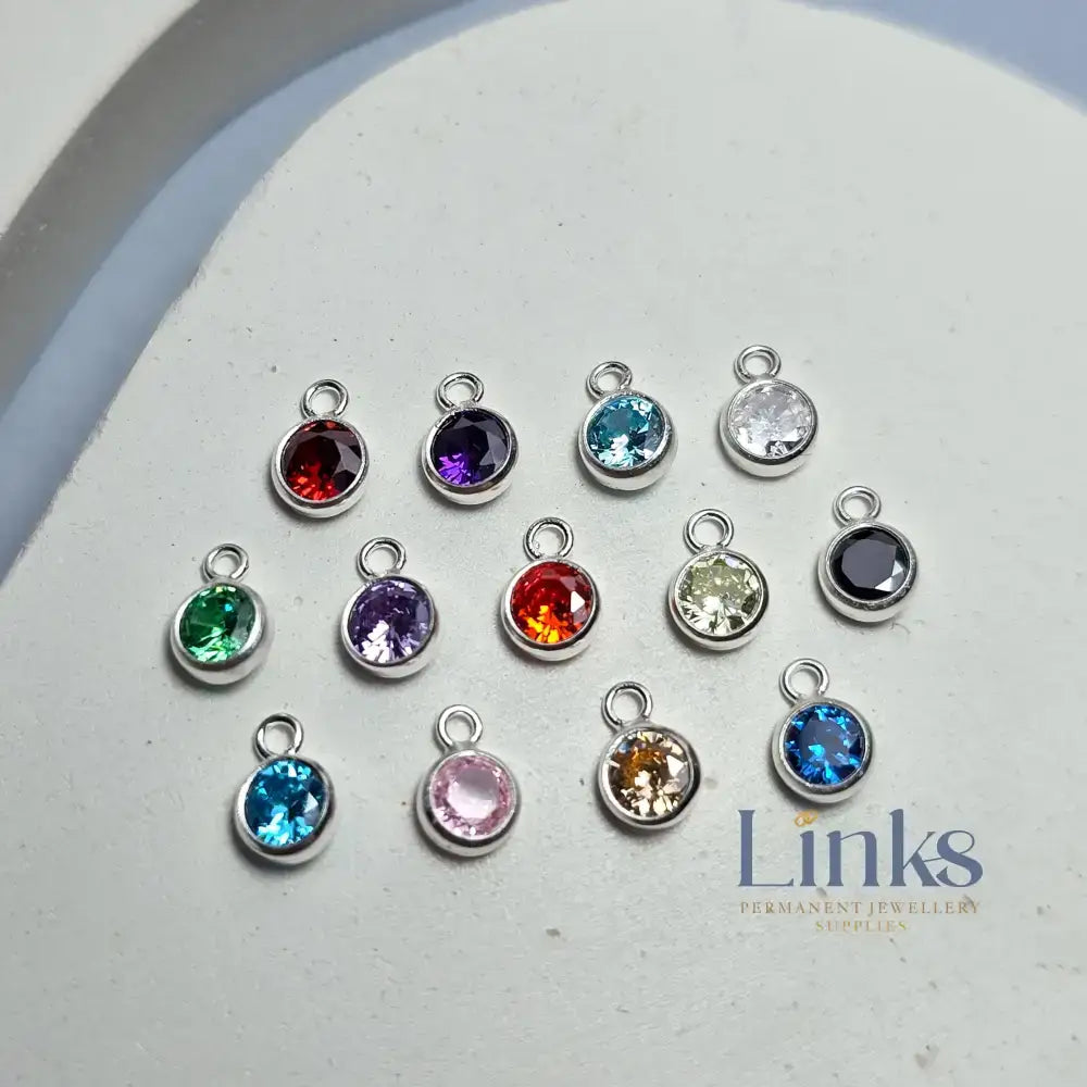4Mm Sterling Silver Birthstone Pendant Charm Full Set Of 13 Charms