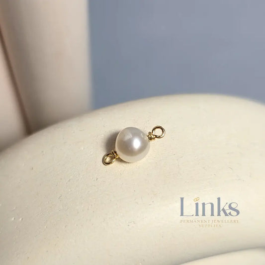 Freshwater Round Pearl Connector Charm 14K Gold Filled