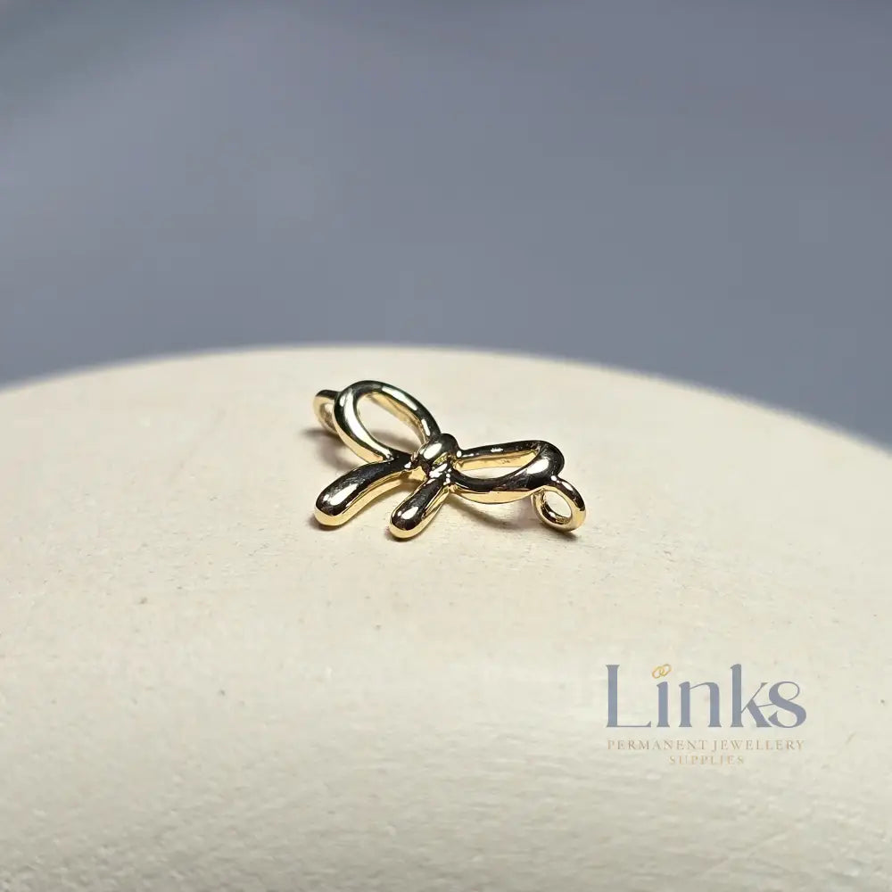 Luxury 9K Solid Gold Bow Connector Charm