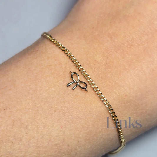 Luxury 9K Solid Gold Bow Connector Charm