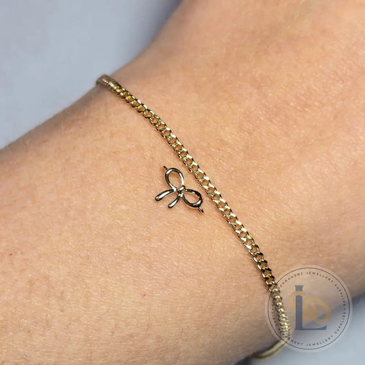 Luxury 9K Solid Gold Bow Connector Charm