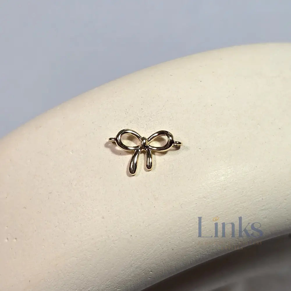 Luxury 9K Solid Gold Bow Connector Charm