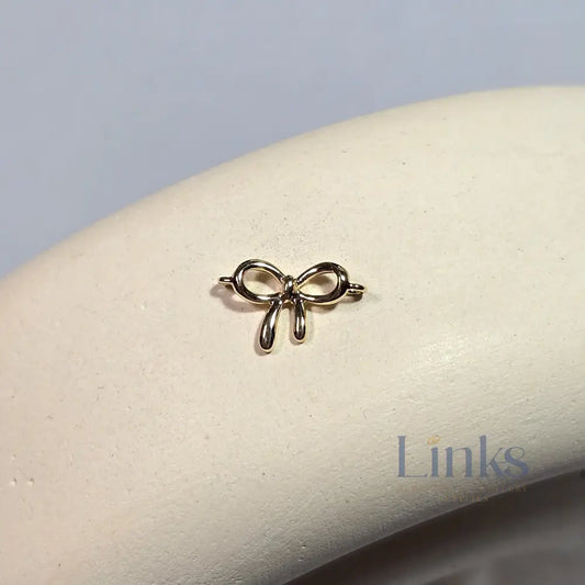 Luxury 9K Solid Gold Bow Connector Charm