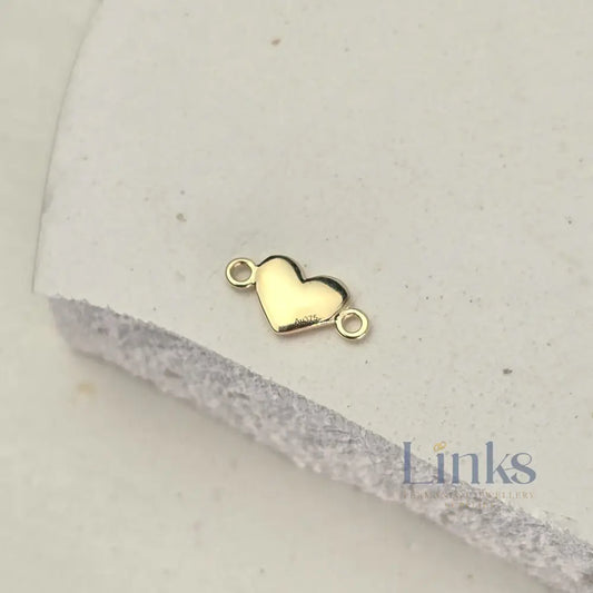 Luxury 9k Solid Gold Heart Connector Charm