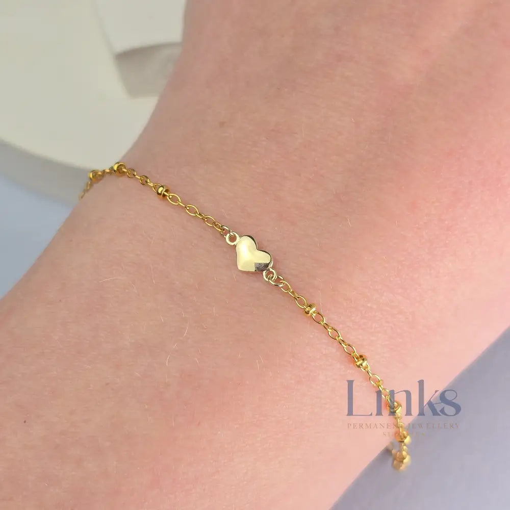 Luxury 9k Solid Gold Heart Connector Charm