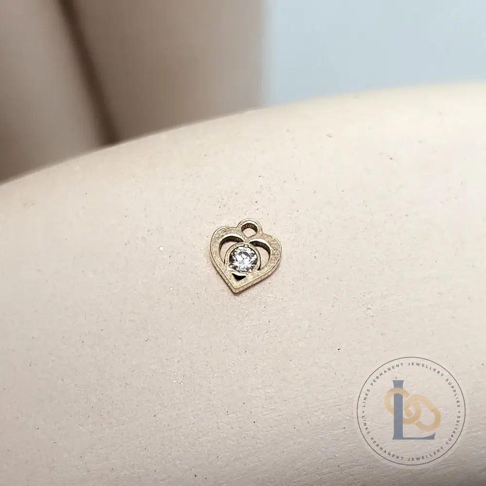 Mini Cubic Zirconia Heart Charm - Links Permanent Jewellery Supplies