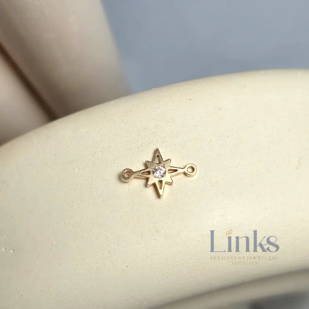 Mini Cubic Zirconia North Star Connector 14K Gold Filled