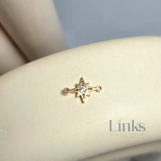 Mini Cubic Zirconia North Star Connector 14K Gold Filled