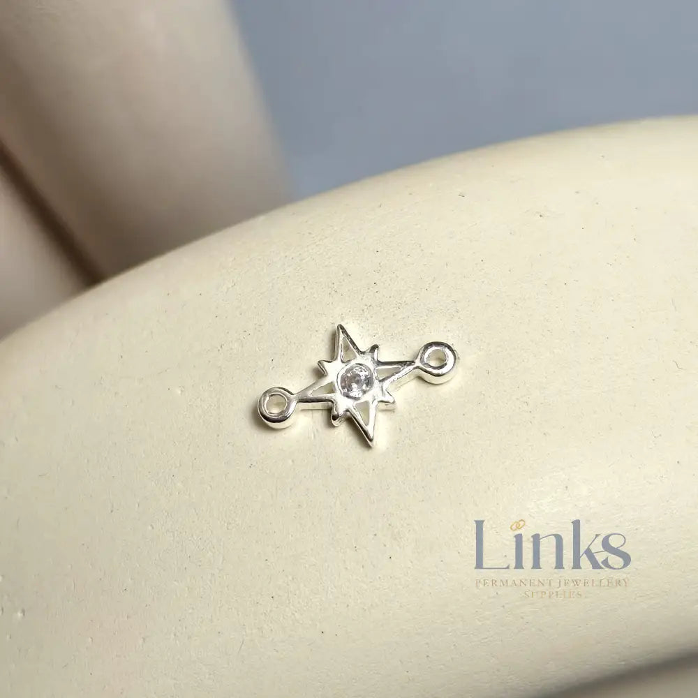 Mini Cubic Zirconia North Star Connector Sterling Silver