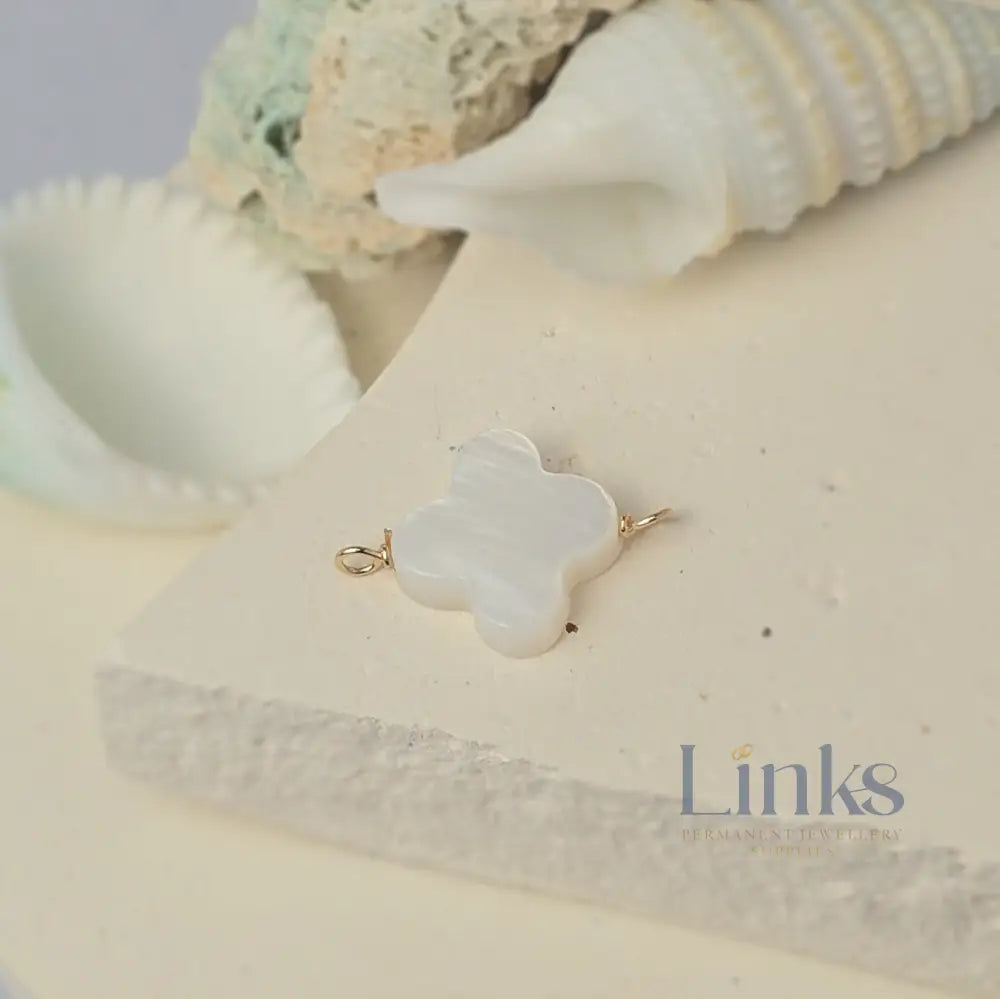 Mother of Pearl Clover Connector Charm