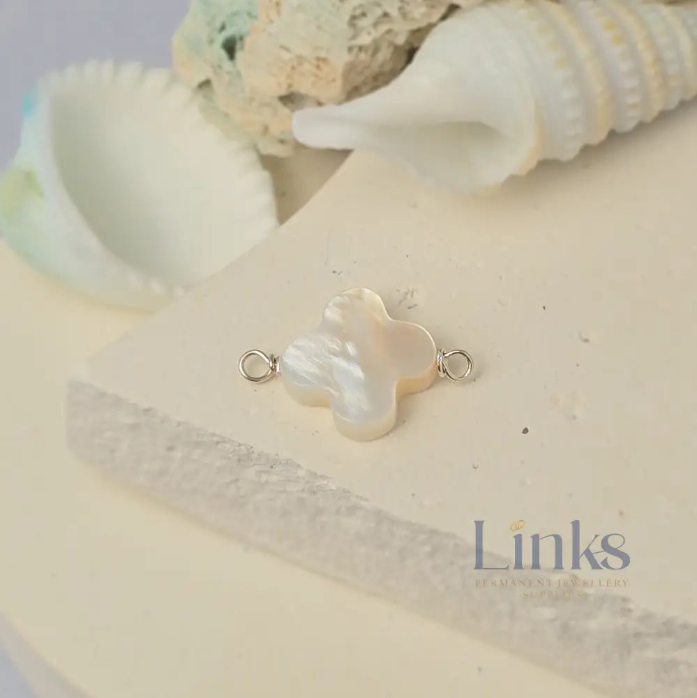 Mother of Pearl Clover Connector Charm