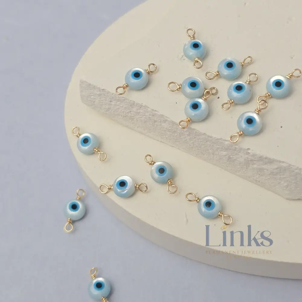 Mother of Pearl Evil Eye Connector Charm