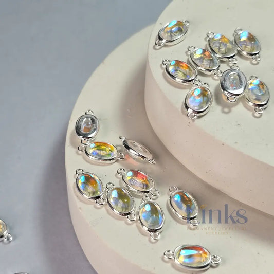 Oval Moonstone Connector Charm