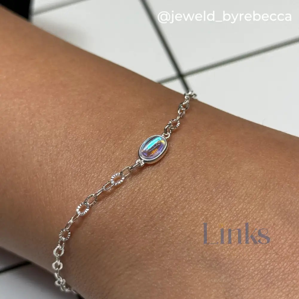 Oval Moonstone Connector Charm