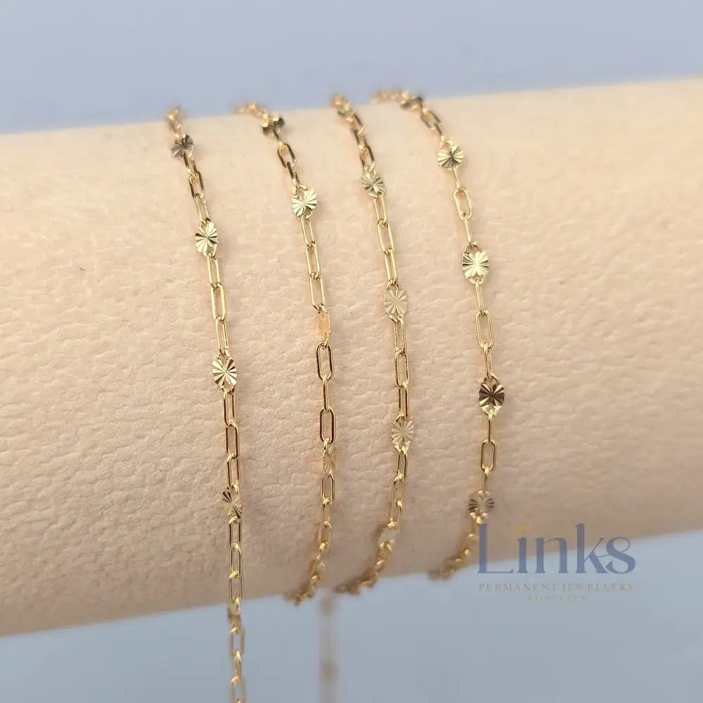 Oval Sunburst & Paperclip Chain - 14k Gold Filled & 925 Sterling Silver 14k Gold Filled