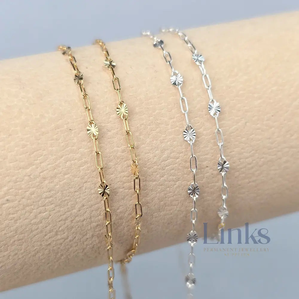 Oval Sunburst & Paperclip Chain - 14k Gold Filled & 925 Sterling Silver