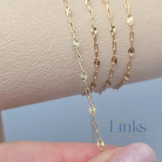 Oval Sunburst & Paperclip Chain - 14k Gold Filled & 925 Sterling Silver