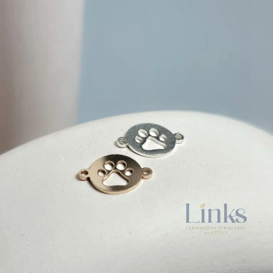 Paw Print Disk Connector Charm - Links Permanent Jewellery Supplies