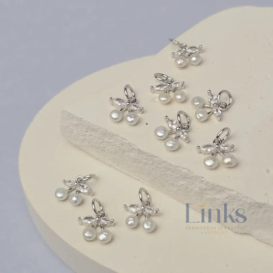 Pearl & CZ Cherry Charm