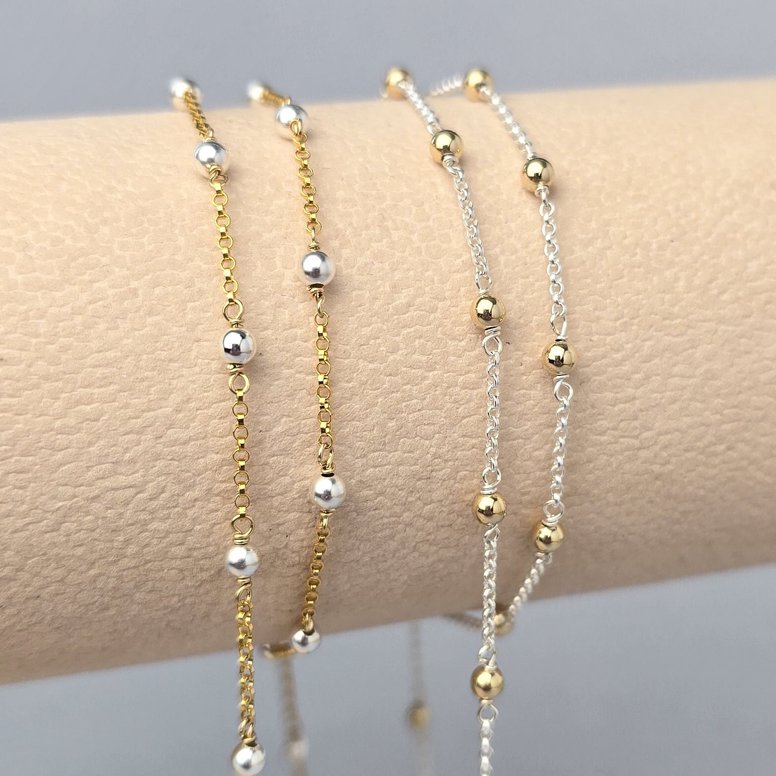 1.3mm Mixed Metal Satellite Chain - 14K Gold Filled & 925 Sterling Silver