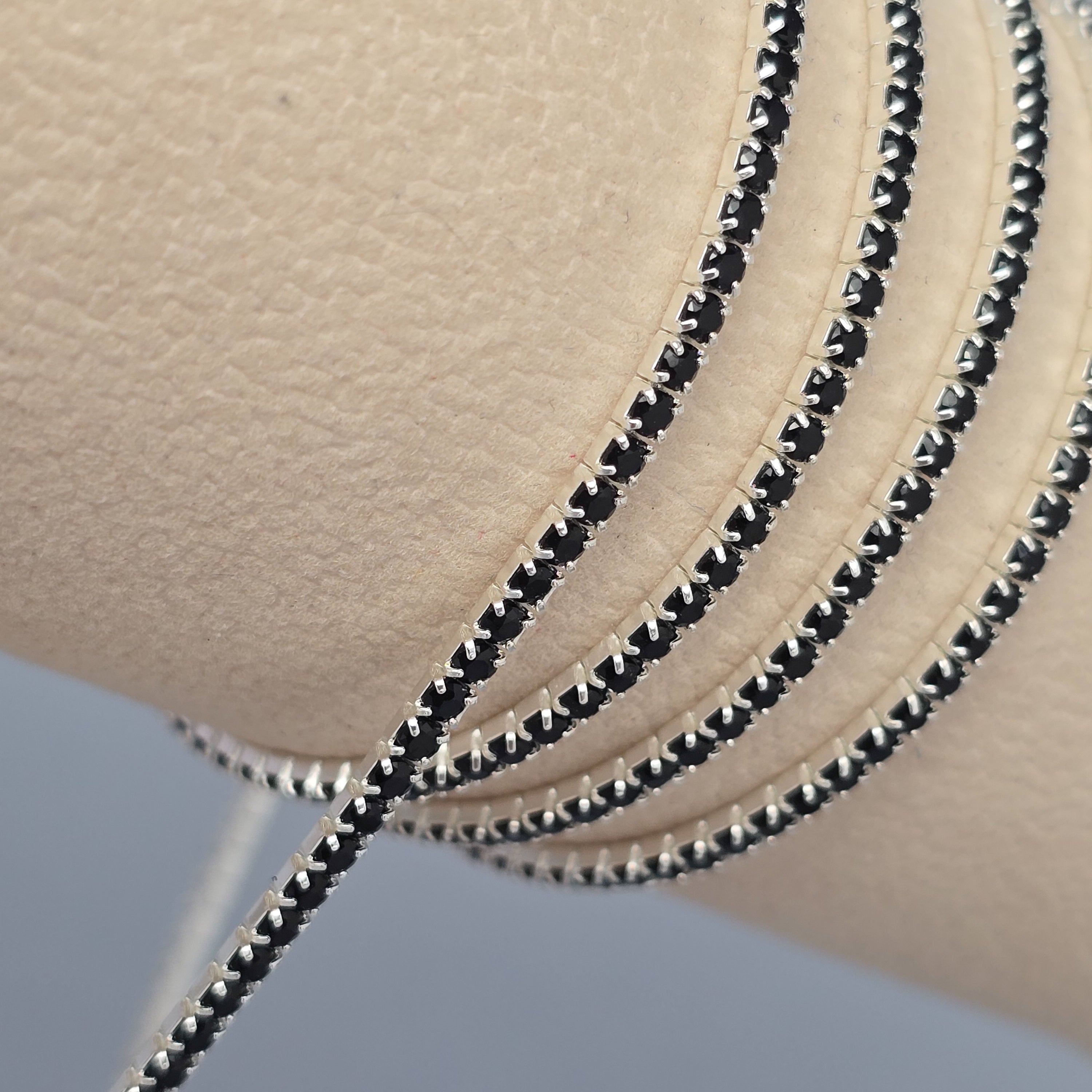 2mm Black Tennis Chain 925 Sterling Silver / 1 Meter