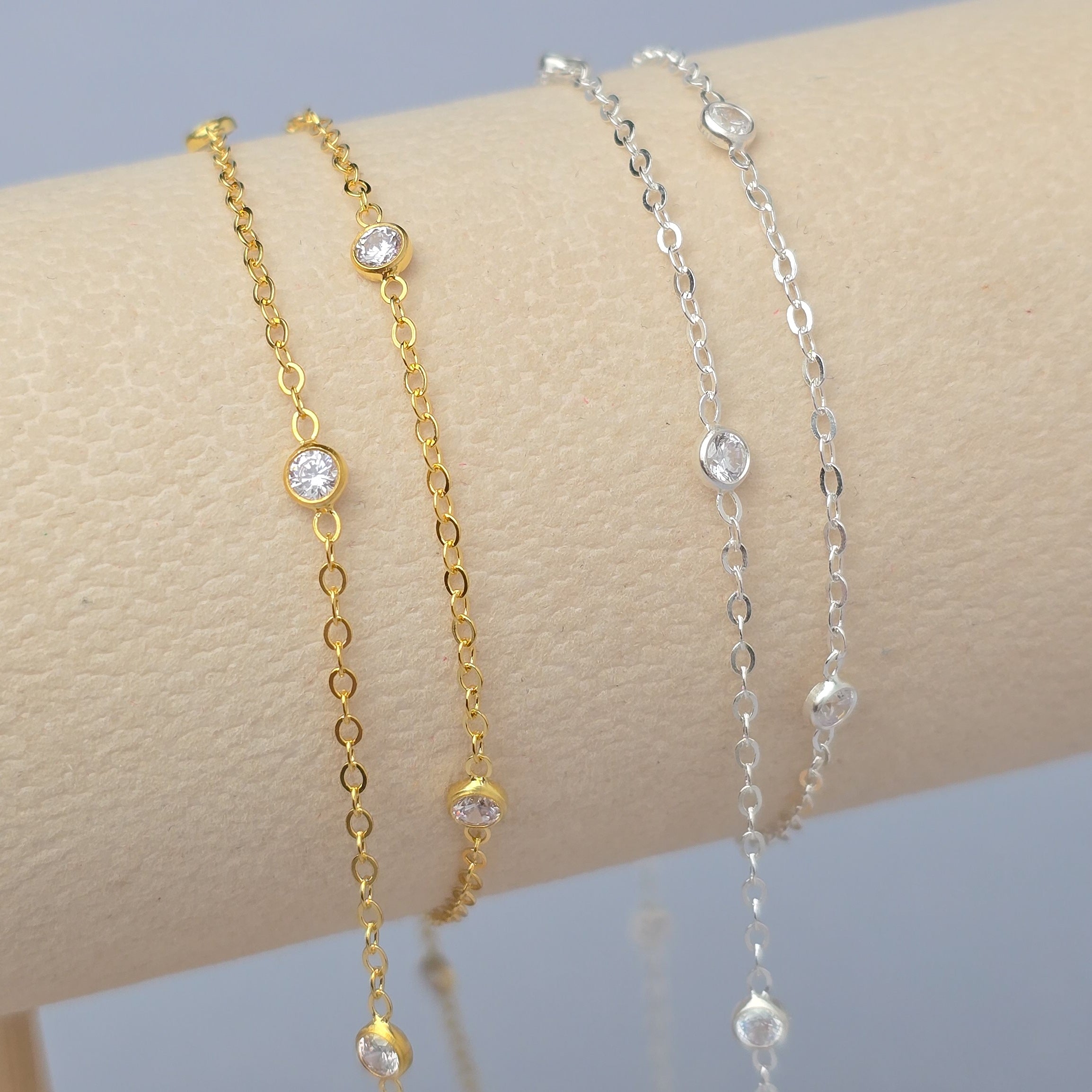 1.7mm Flat Cable Cubic Zirconia Chain