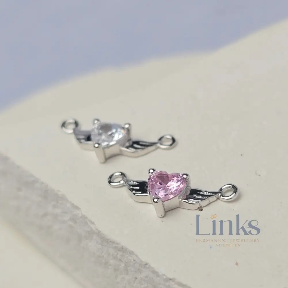 Sterling Silver Angel Wings & Heart Connector