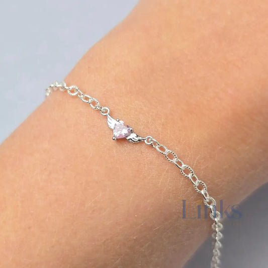 Sterling Silver Angel Wings & Heart Connector