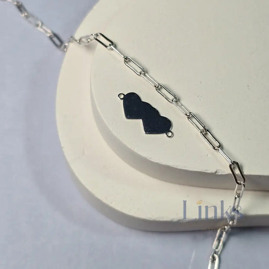 Sterling Silver Blank Double Heart Connector