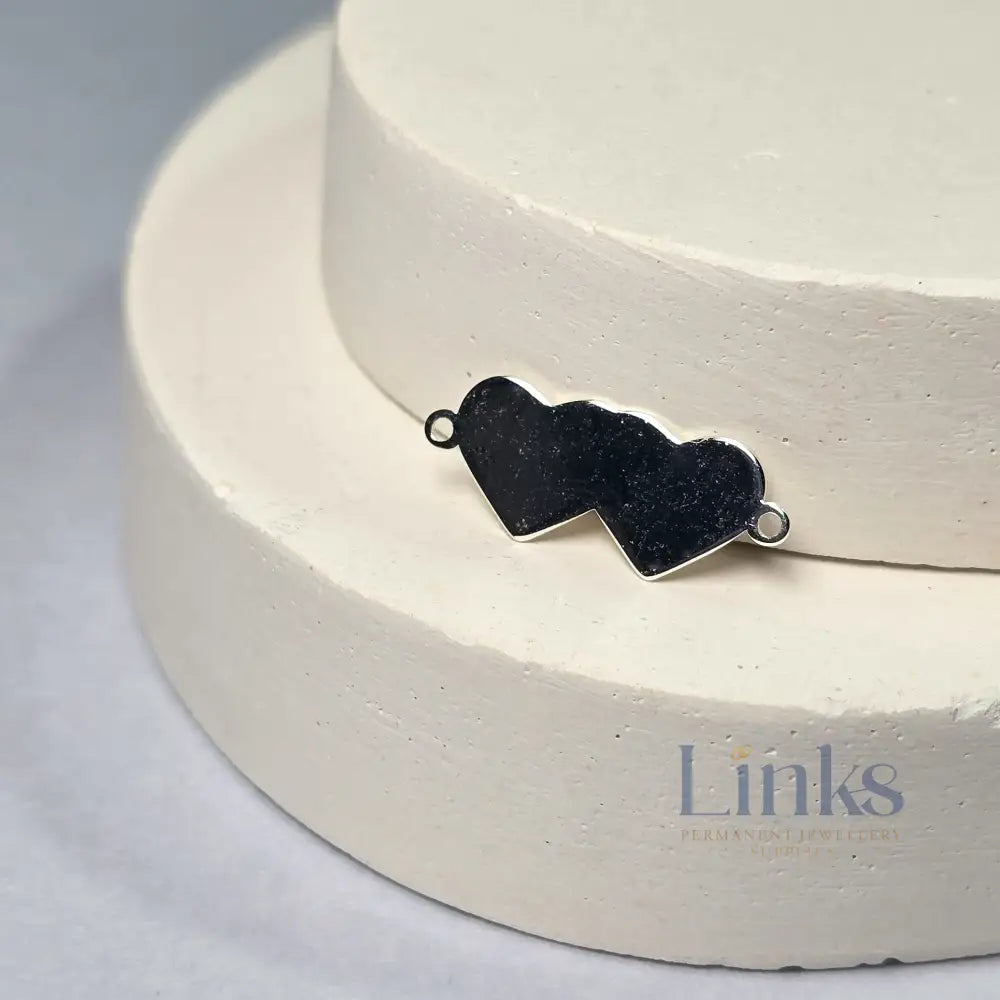 Sterling Silver Blank Double Heart Connector