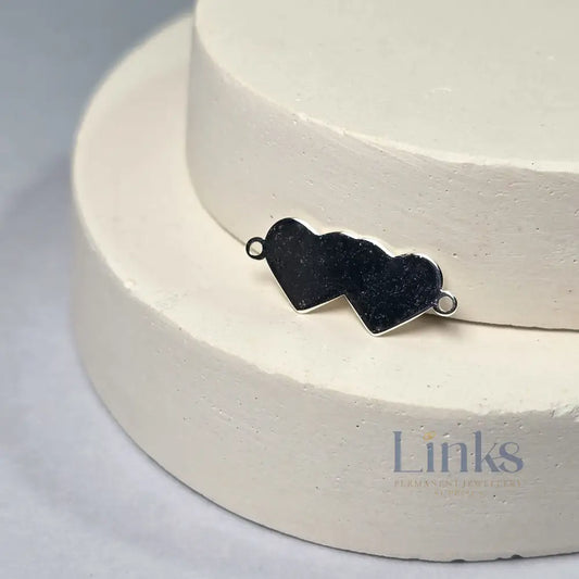 Sterling Silver Blank Double Heart Connector