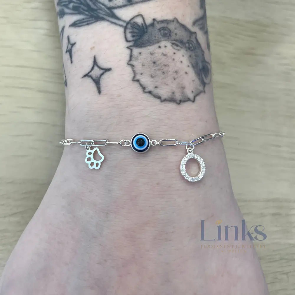 Sterling Silver Crystal Circle Charm