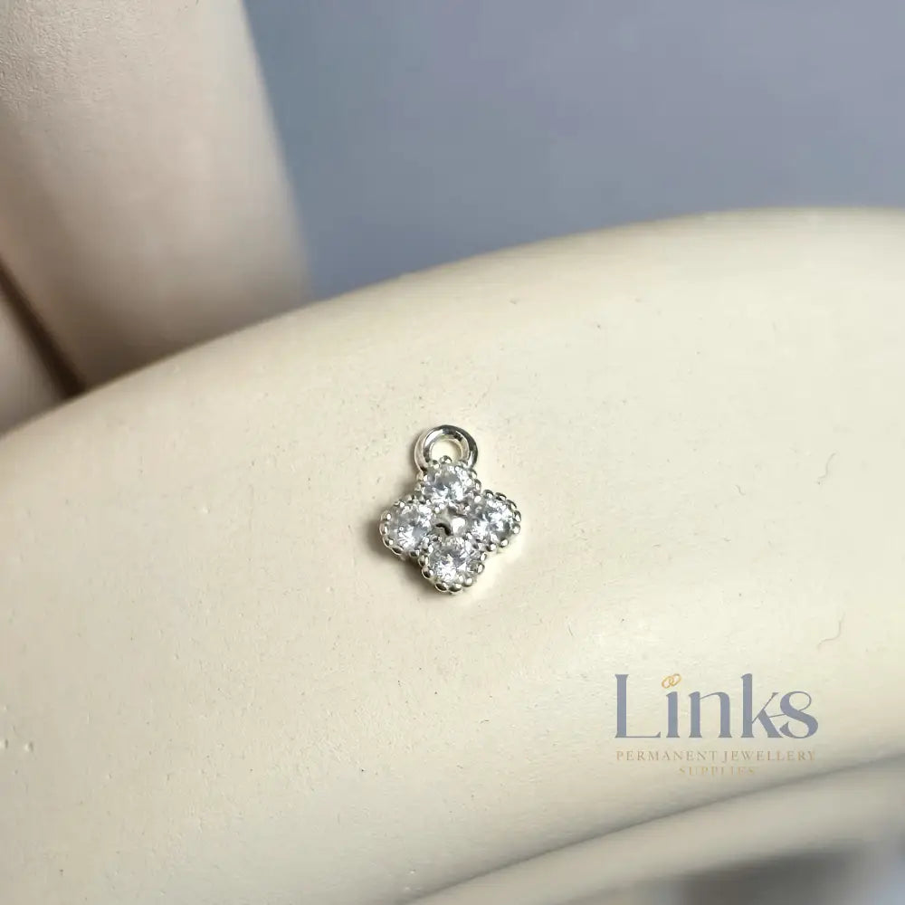 Sterling Silver Crystal Flower Pendant Charm