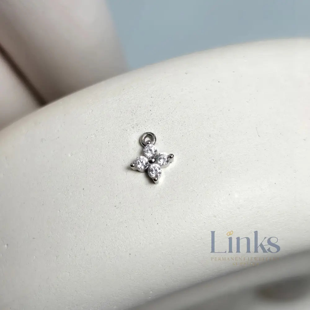 Sterling Silver Crystal Flower Blossom Pendant Charm - Links Permanent Jewellery Supplies